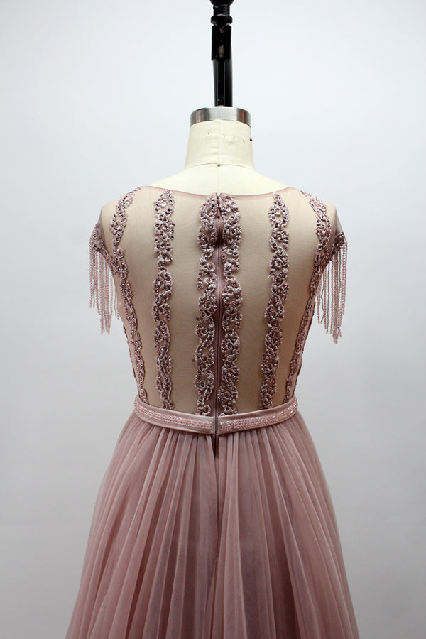 Wholesale Mother of the Bride Dresses with Shoulder Fringe and Waist Sash MK024