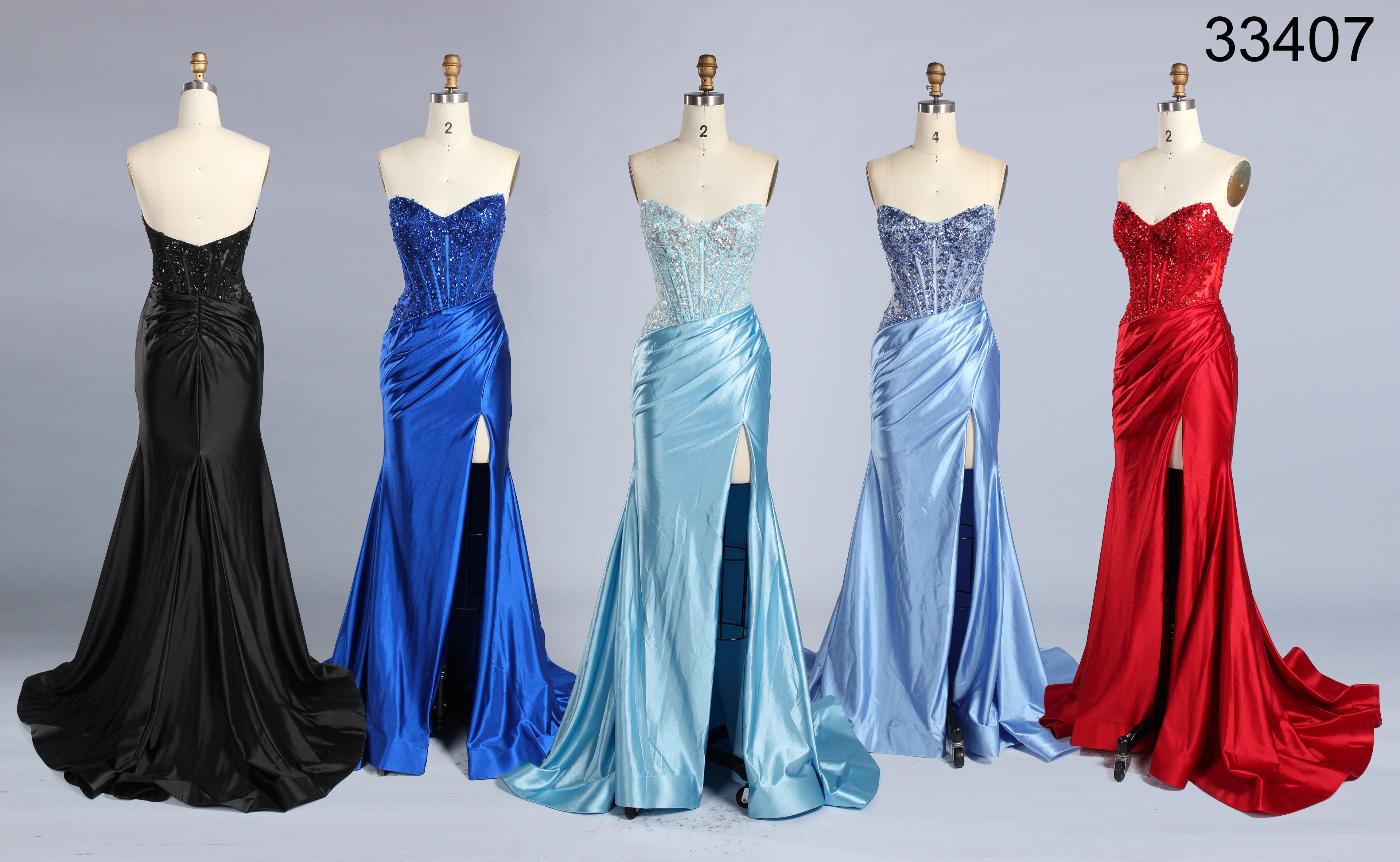 Wholesale Light Blue Strapless Sequin Mermaid Prom Dress 33407