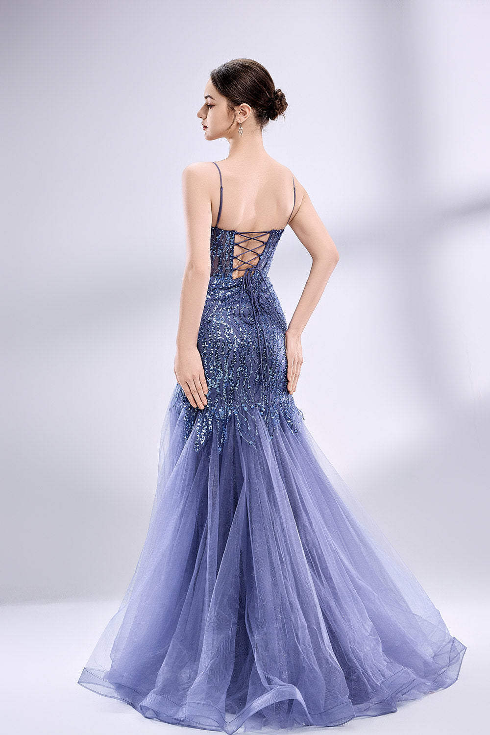 Wholesale Alluring Blue Sequin - Embellished Mermaid Prom Dress 33032