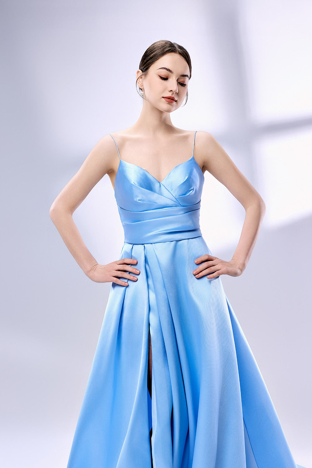 Elegant Classic Simple Slit Gown with Train 3324B