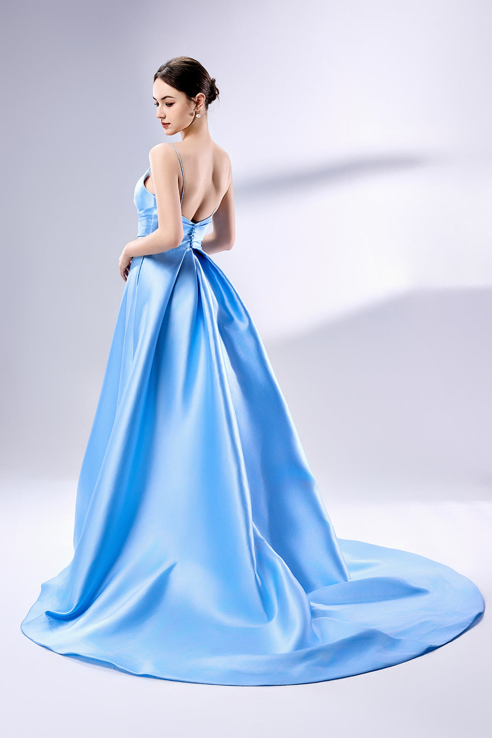Elegant Classic Simple Slit Gown with Train 3324B