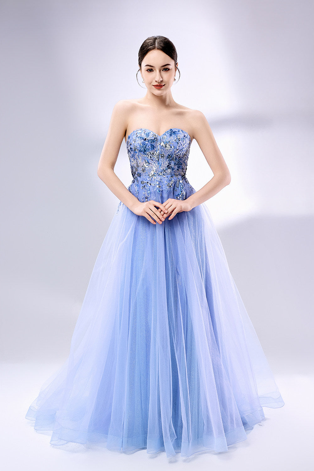 Wholesale Sequin Applique Strapless Prom Dress KT1453
