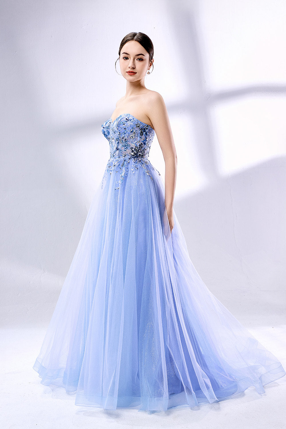 Wholesale Sequin Applique Strapless Prom Dress KT1453