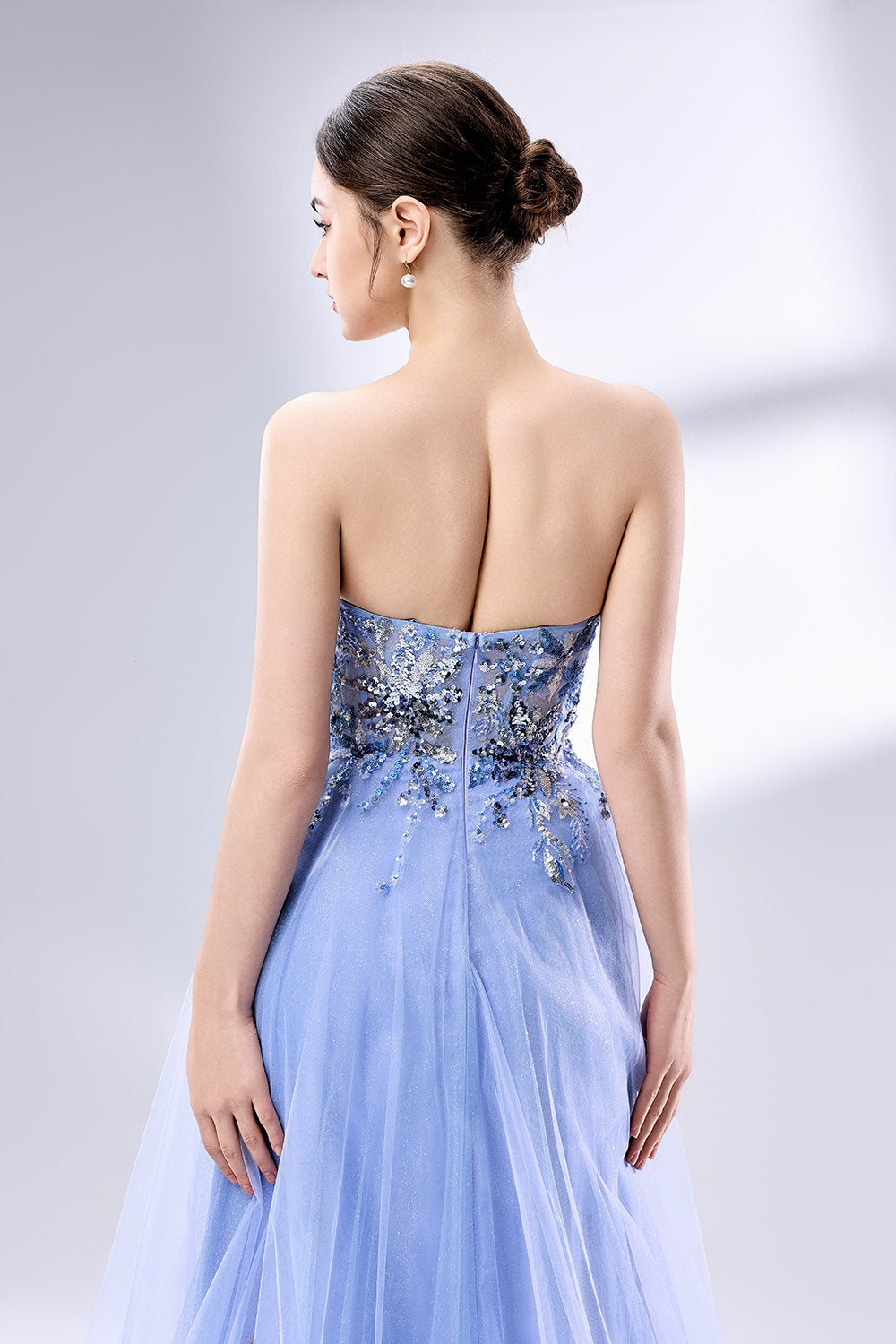 Wholesale Sequin Applique Strapless Prom Dress KT1453