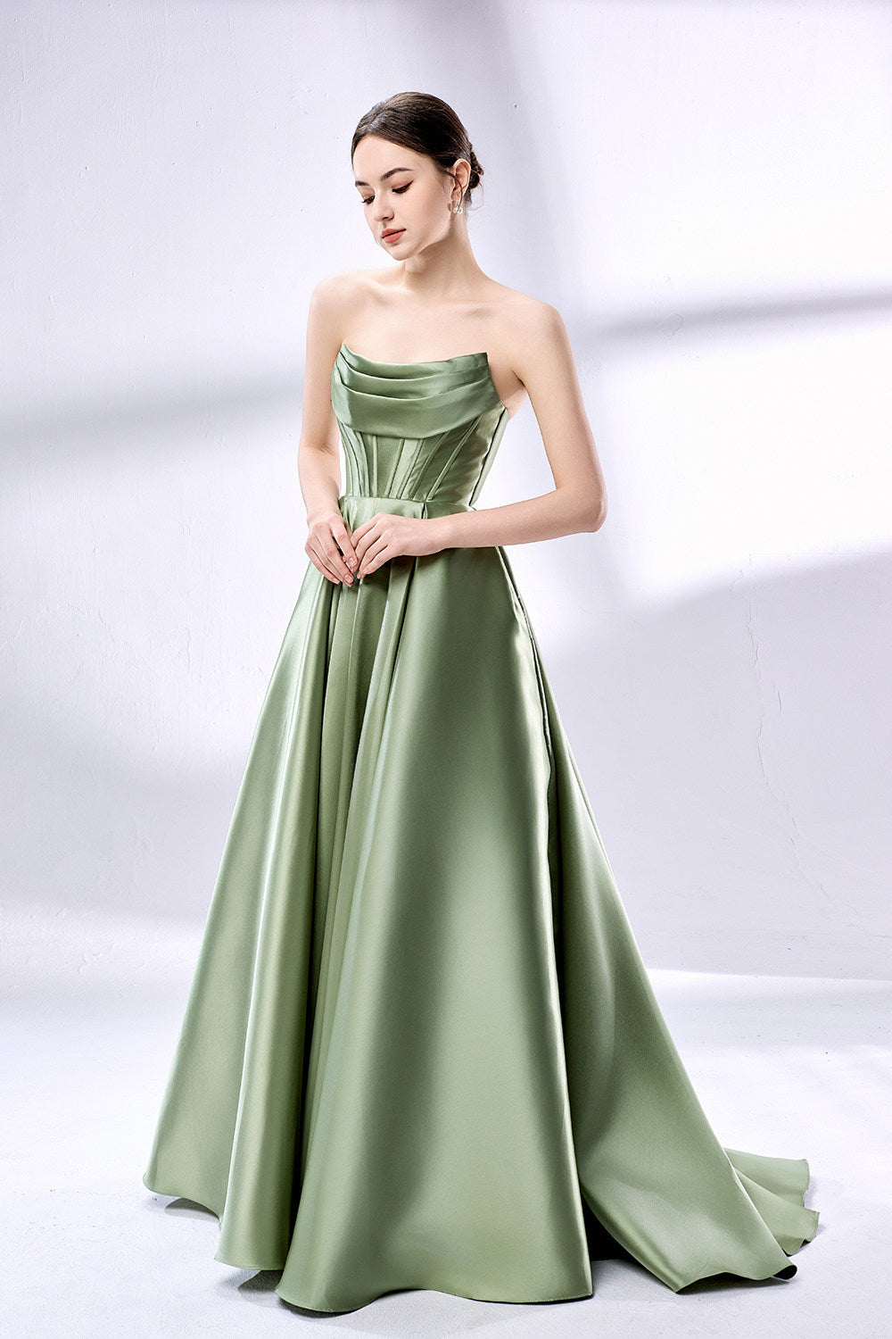 Wholesale strapless Corset  Elegant Satin Prom Dress 33110B
