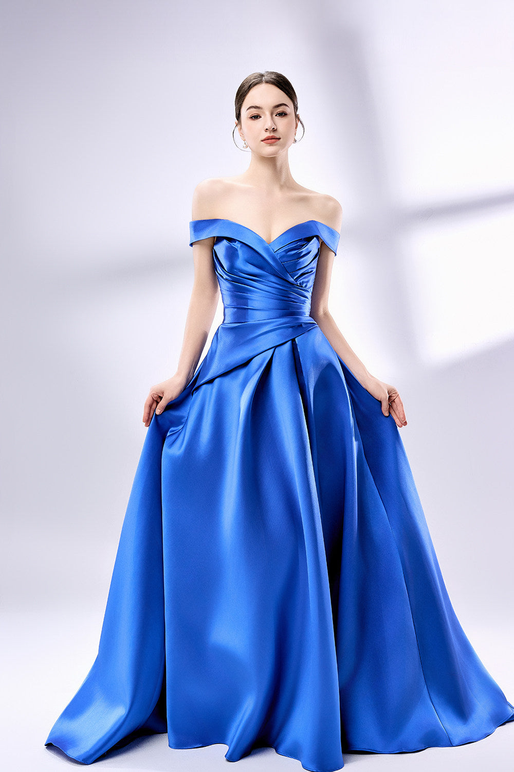 Wholesale Off - Shoulder Satin Prom Gown 33113