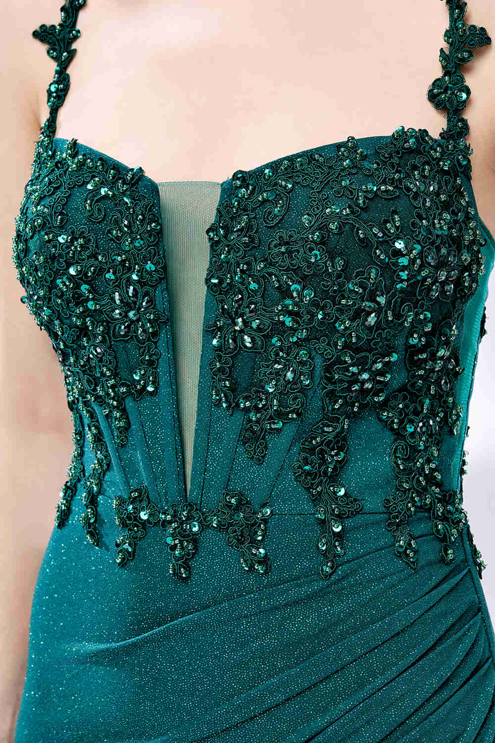 Wholesale Applique Shimmer Prom Gown With Tie - Up Back 33006B