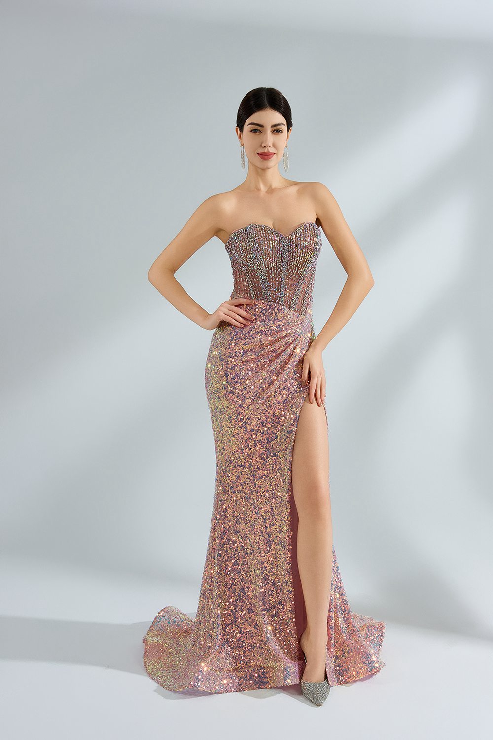 Supplier Sparkly Strapless Sequin Mermaid Gown 32971