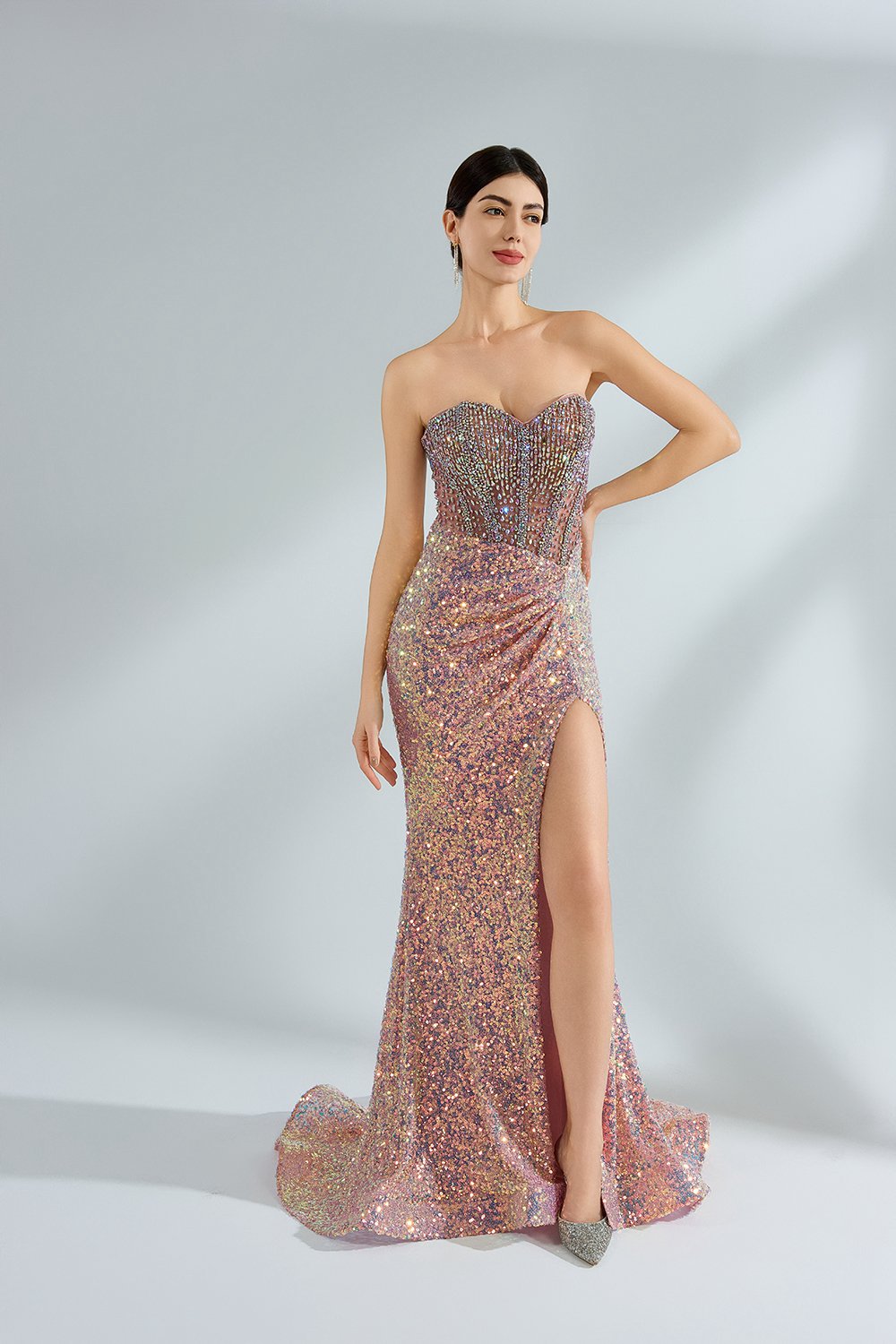 Supplier Sparkly Strapless Sequin Mermaid Gown 32971