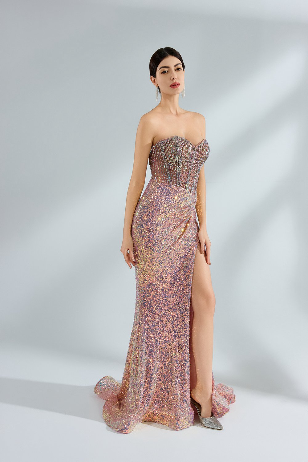 Supplier Sparkly Strapless Sequin Mermaid Gown 32971