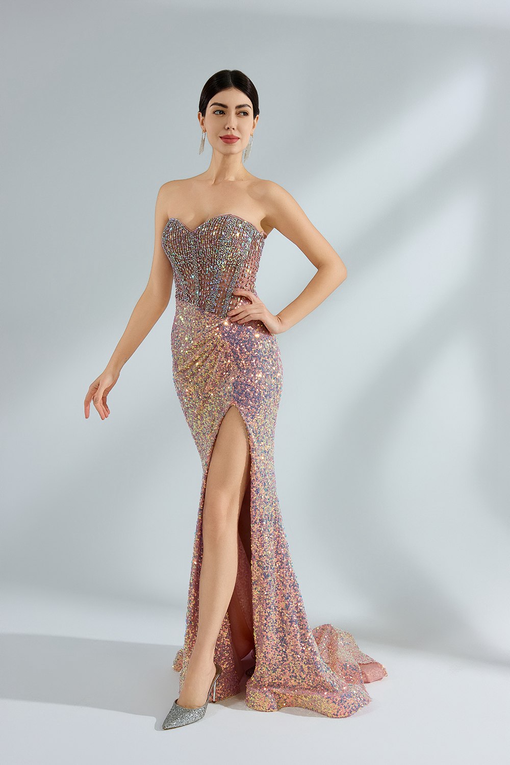 Supplier Sparkly Strapless Sequin Mermaid Gown 32971
