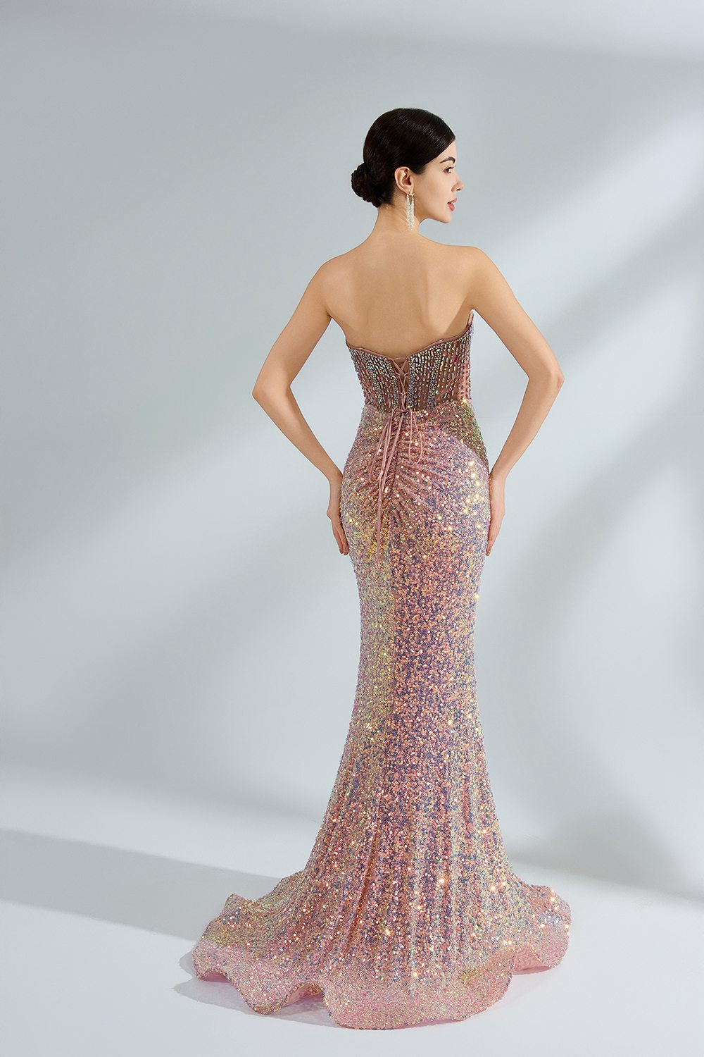 Supplier Sparkly Strapless Sequin Mermaid Gown 32971