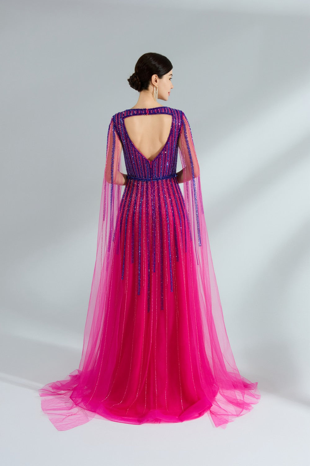 Wholesale Elegant Evening Gown with Shoulder Draped Sash and Rhinestone Embellishments YL2226