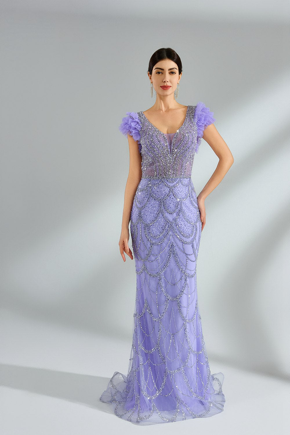 Sparkling Beaded Lace Mermaid Prom Gown MK146