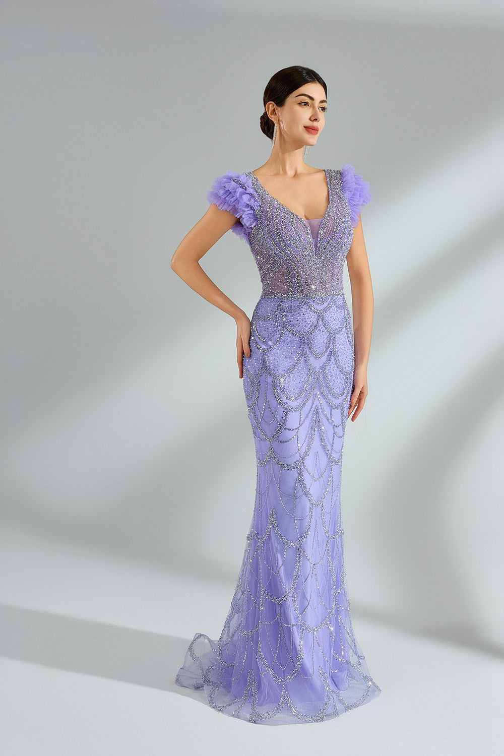 Sparkling Beaded Lace Mermaid Prom Gown MK146