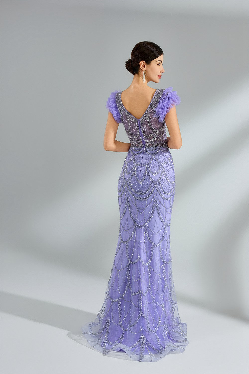 Sparkling Beaded Lace Mermaid Prom Gown MK146