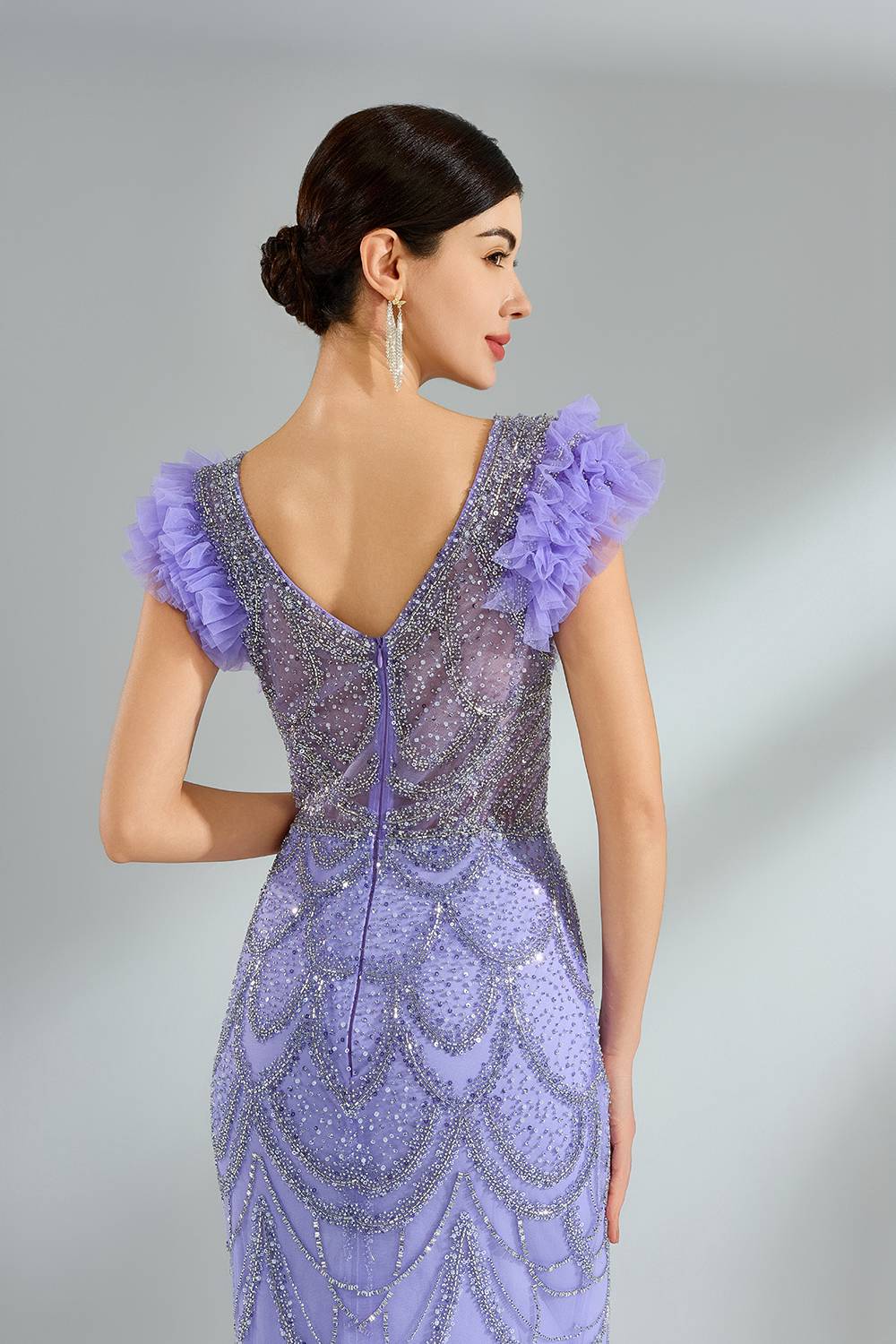 Sparkling Beaded Lace Mermaid Prom Gown MK146