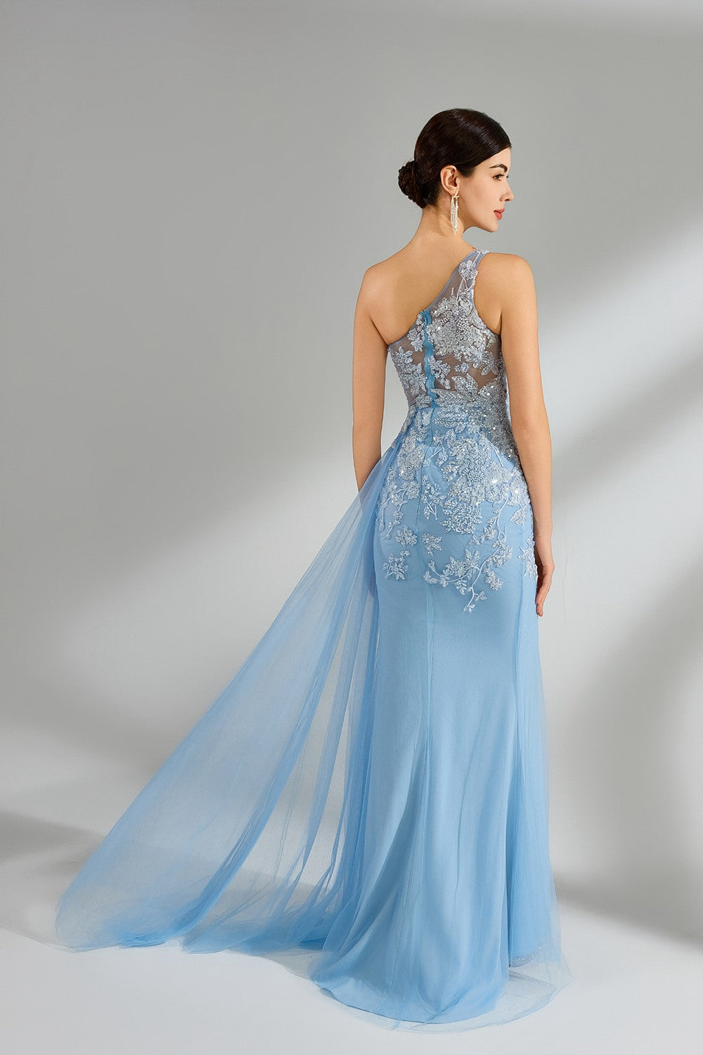 Wholesale Elegant One-Shoulder Beaded Mermaid Gown 32961