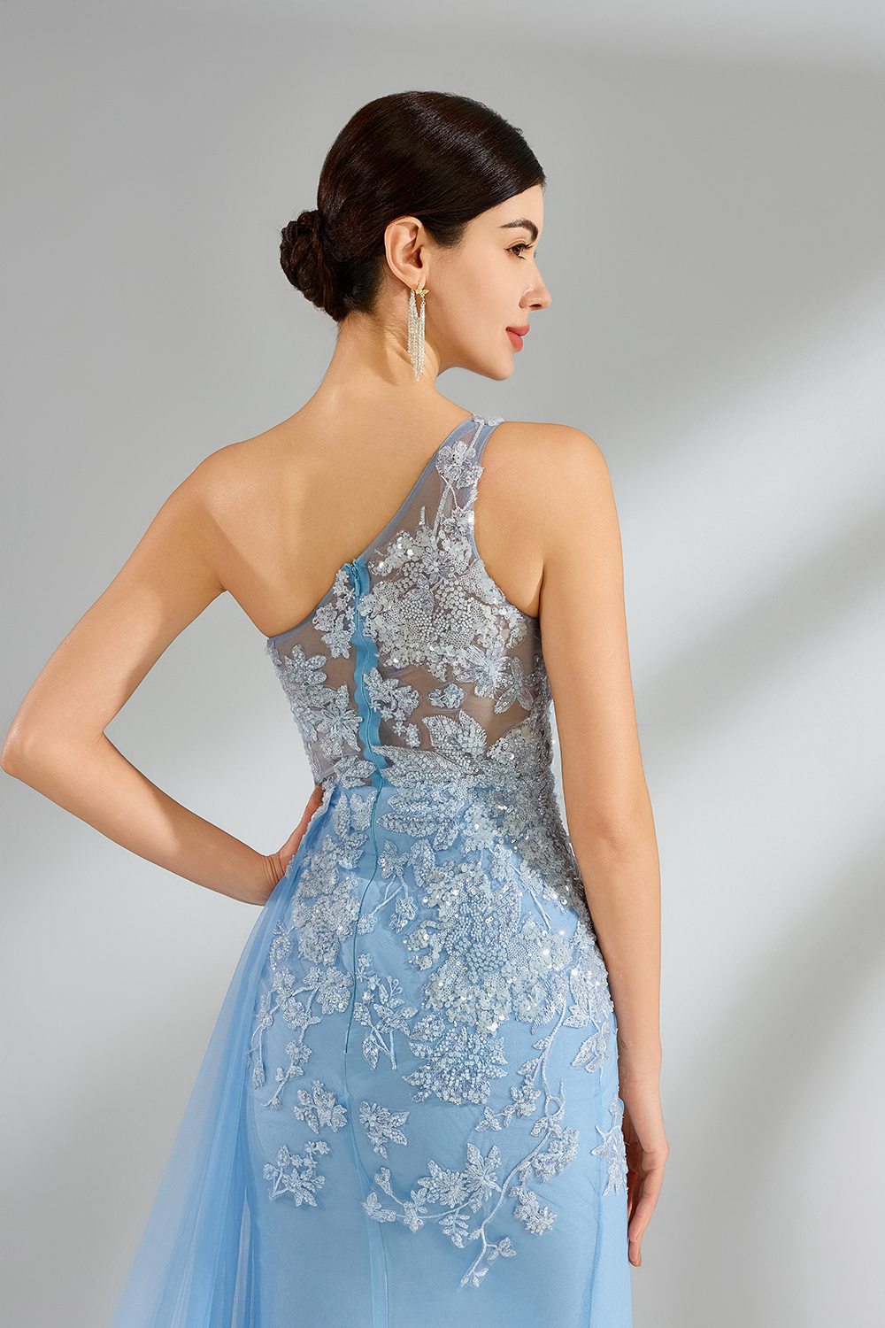 Wholesale Elegant One-Shoulder Beaded Mermaid Gown 32961