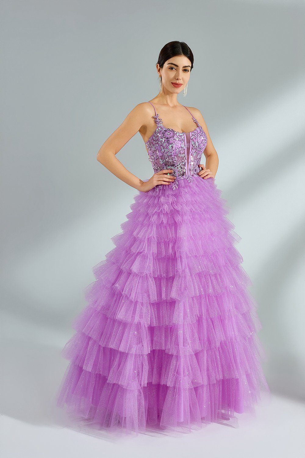 Supplier Sparkly Spaghetti Strap Tull Ballgown 32972