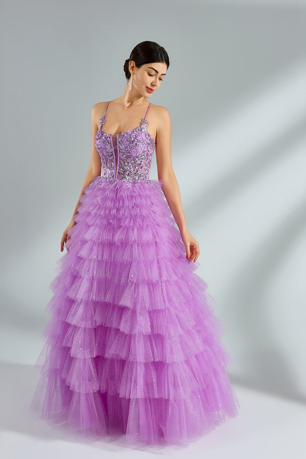 Supplier Sparkly Spaghetti Strap Tull Ballgown 32972