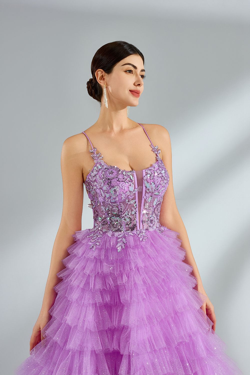 Supplier Sparkly Spaghetti Strap Tull Ballgown 32972