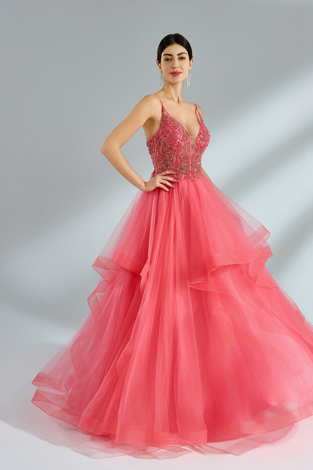Wholesale Beaded Sparkling Tulle Prom Dresses 32907