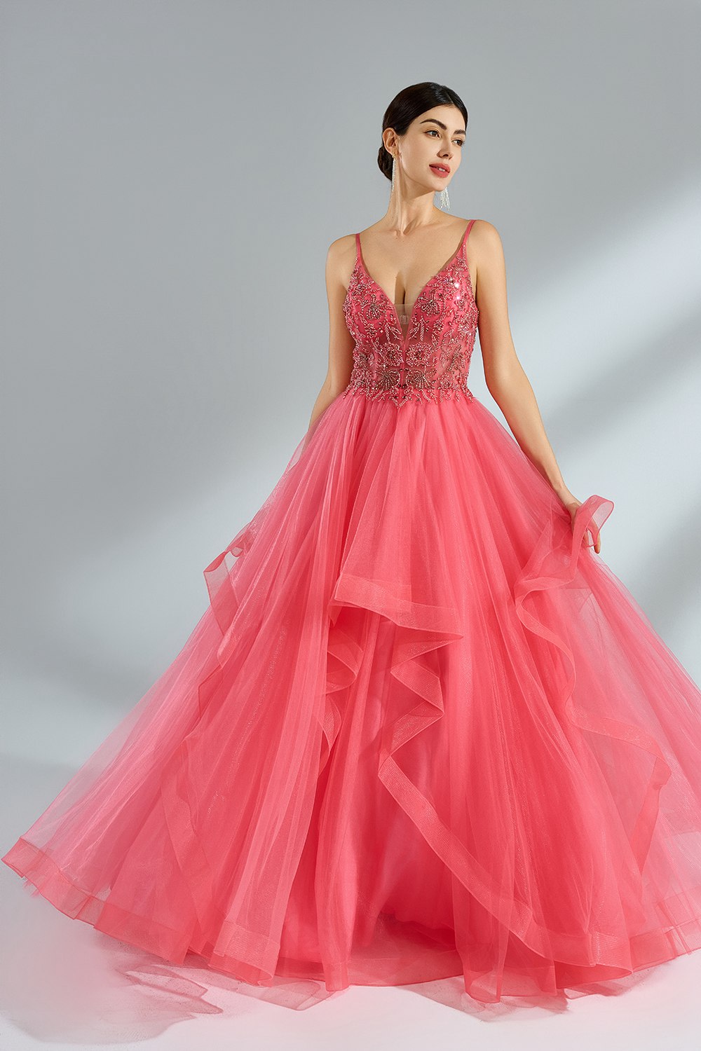 Wholesale Beaded Sparkling Tulle Prom Dresses 32907