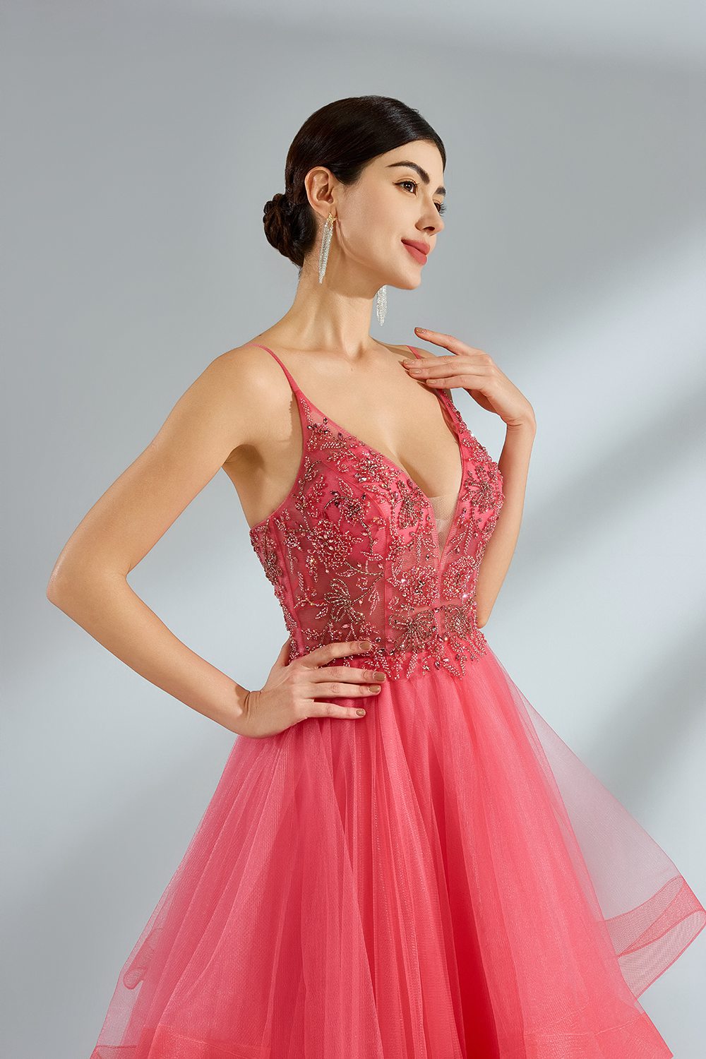 Wholesale Beaded Sparkling Tulle Prom Dresses 32907