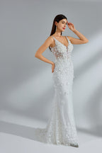 Wholesale 3D Floral V - Neck Mermaid Bridal Gown kt1392