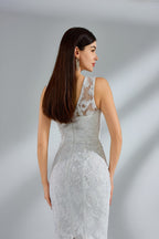 Wholesale V - Neck Lace Mermaid Bridal Gown with Sequins 32951