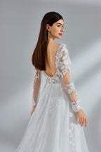 Wholesale Elegant Lace - Sleeved Tulle Bridal Gown 32954