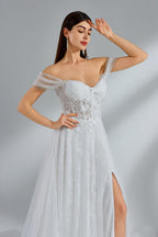 Wholesale Off - Shoulder Tulle Lace Wedding Dress 32955
