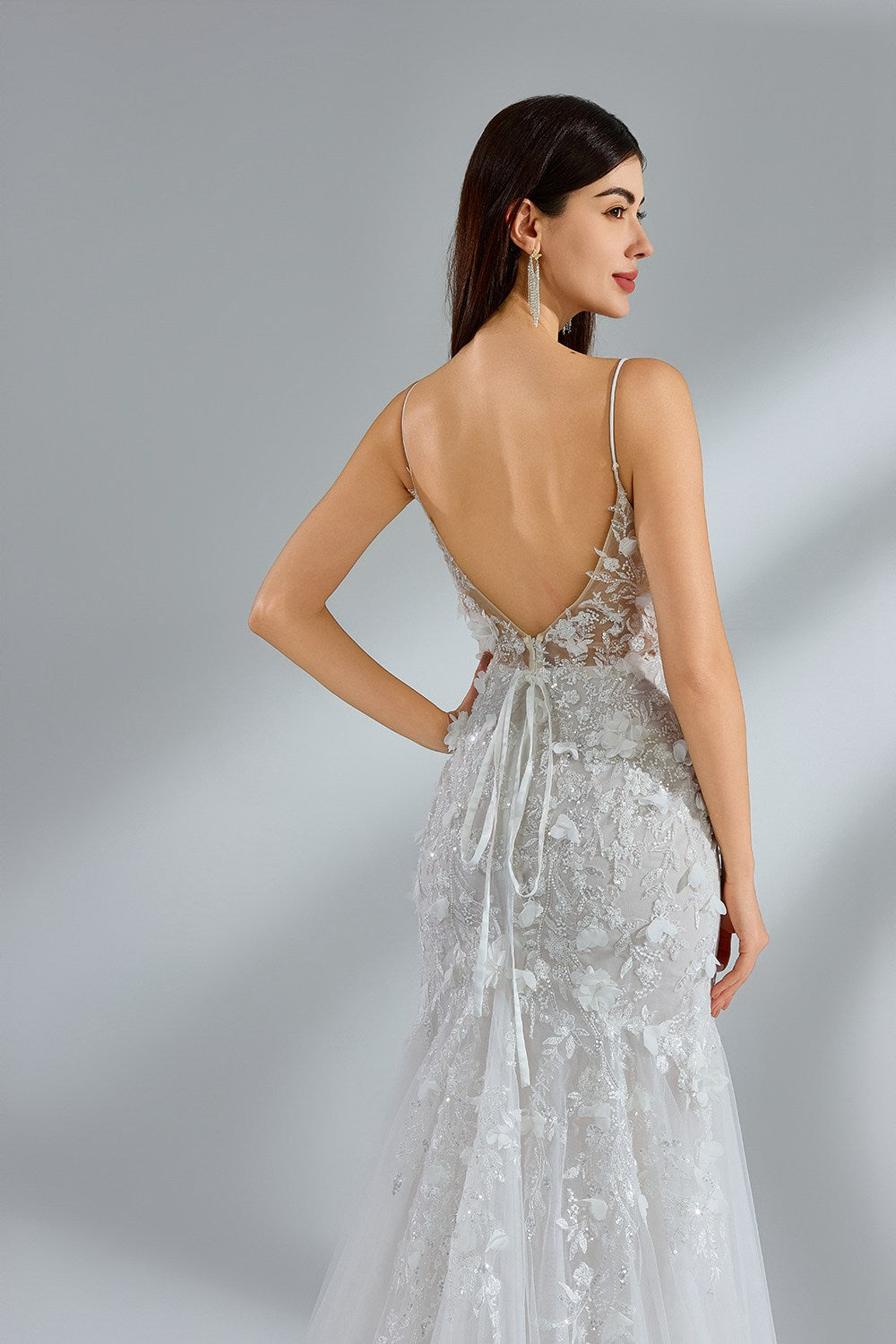 Wholesale Spaghetti - Strap Lace Tulle Mermaid Bridal Gown 32950