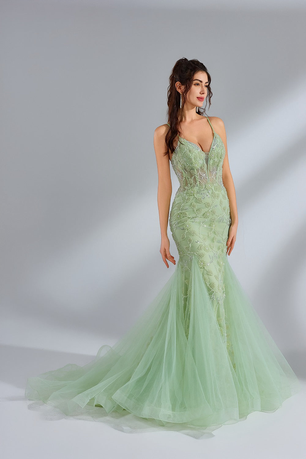 Wholesale Luxe Mermaid Tulle Prom Dress kt1390