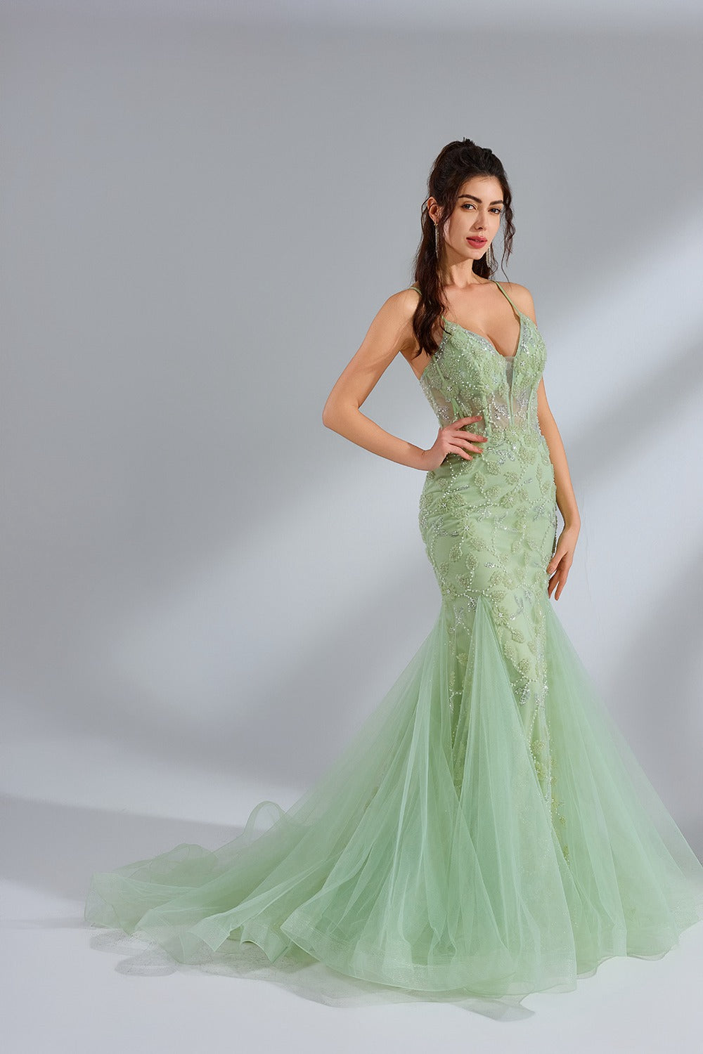 Wholesale Luxe Mermaid Tulle Prom Dress kt1390