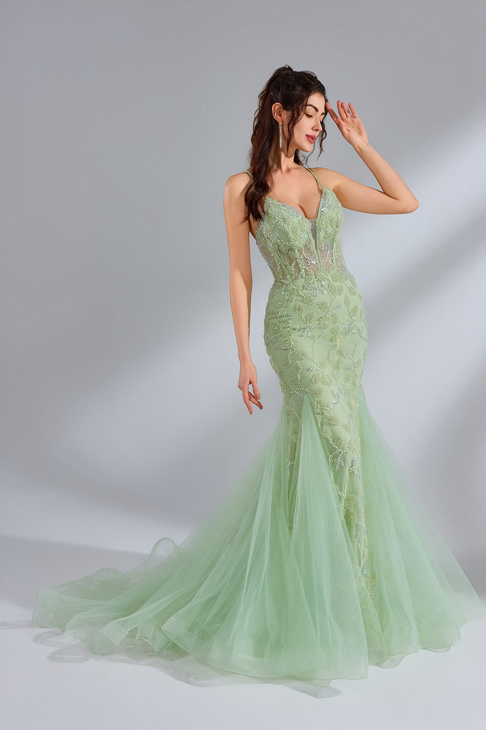 Wholesale Luxe Mermaid Tulle Prom Dress kt1390