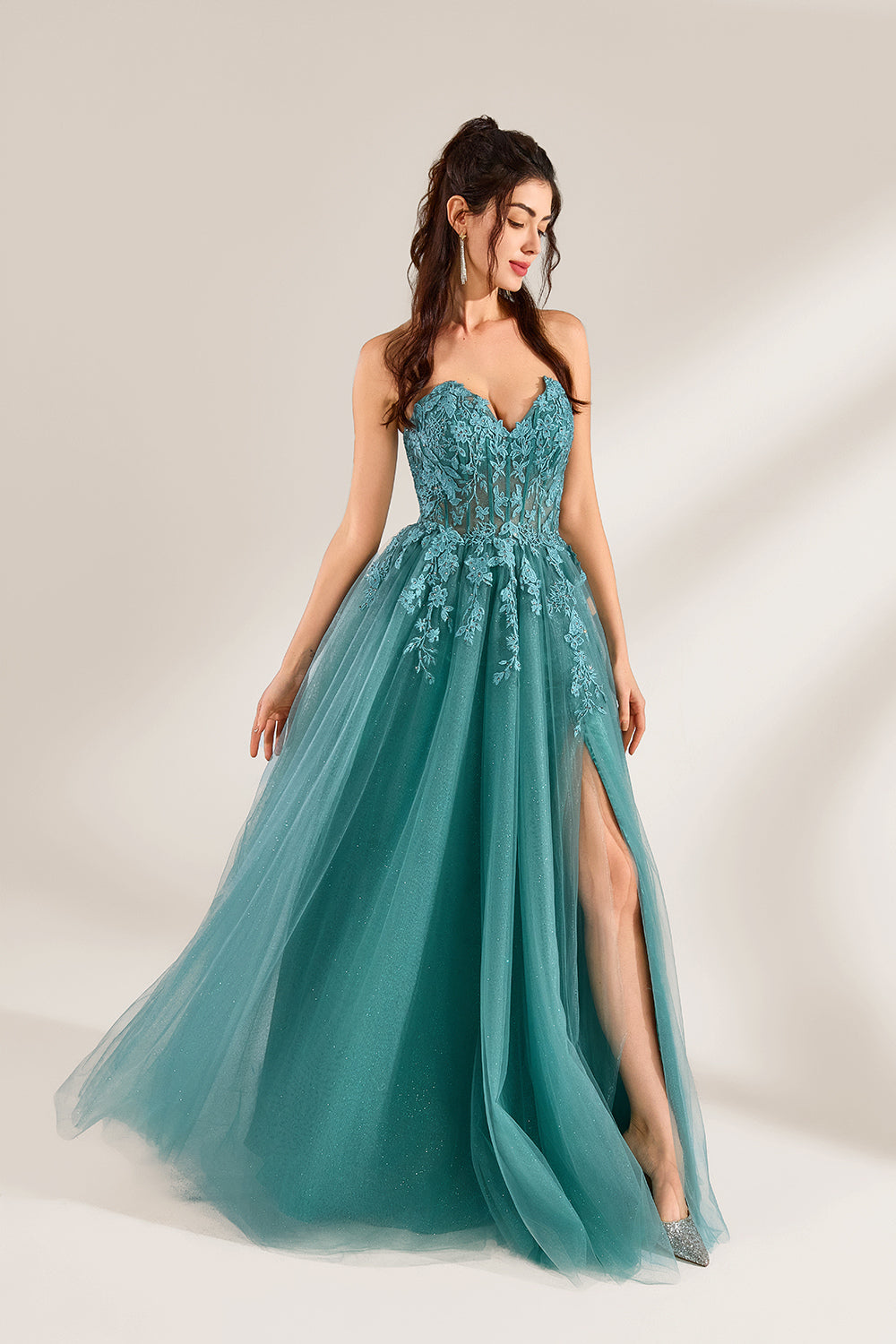 Supplier Ethereal Strapless Lace Glitter Tulle Ballgown 32944