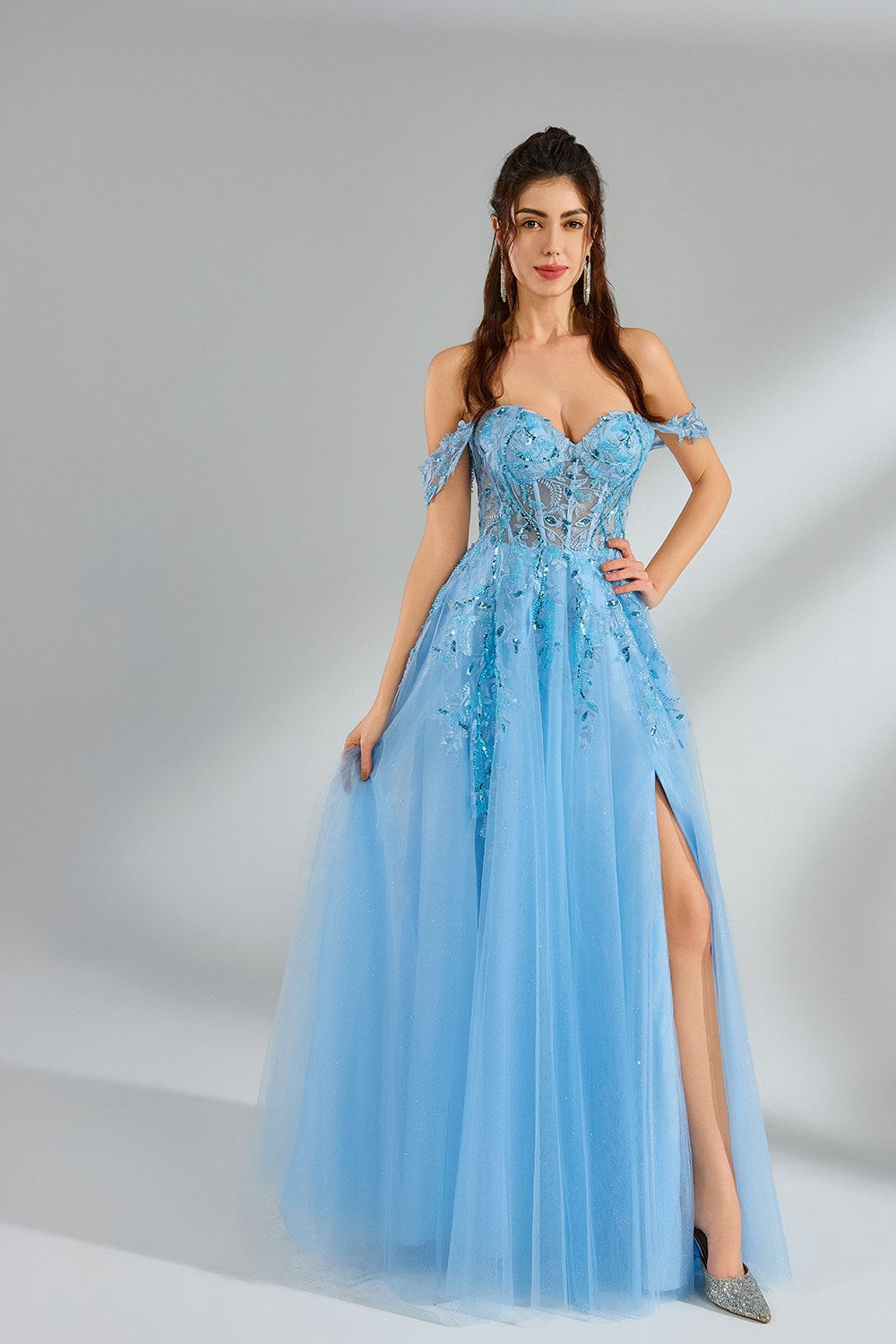 Manufacturer Ethereal Off-Shoulder Sequin Tulle Ballgown 32945