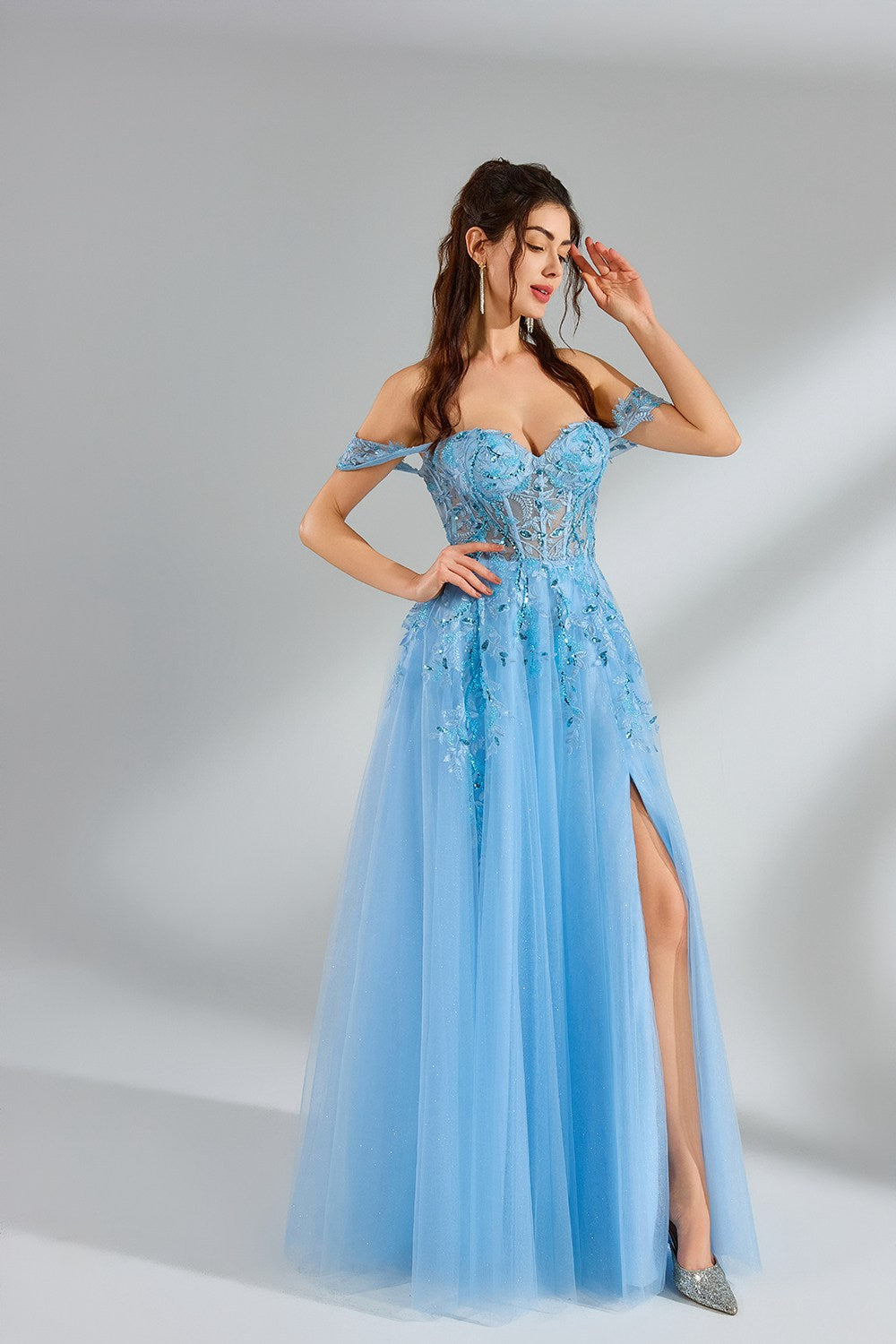 Manufacturer Ethereal Off-Shoulder Sequin Tulle Ballgown 32945