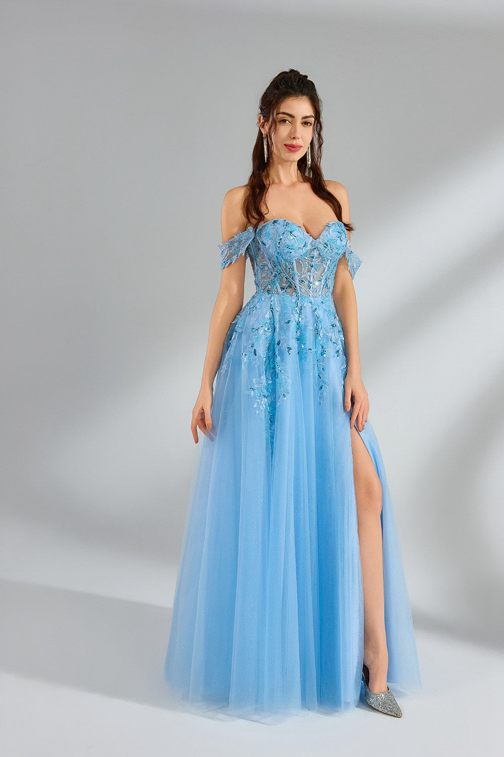 Manufacturer Ethereal Off-Shoulder Sequin Tulle Ballgown 32945