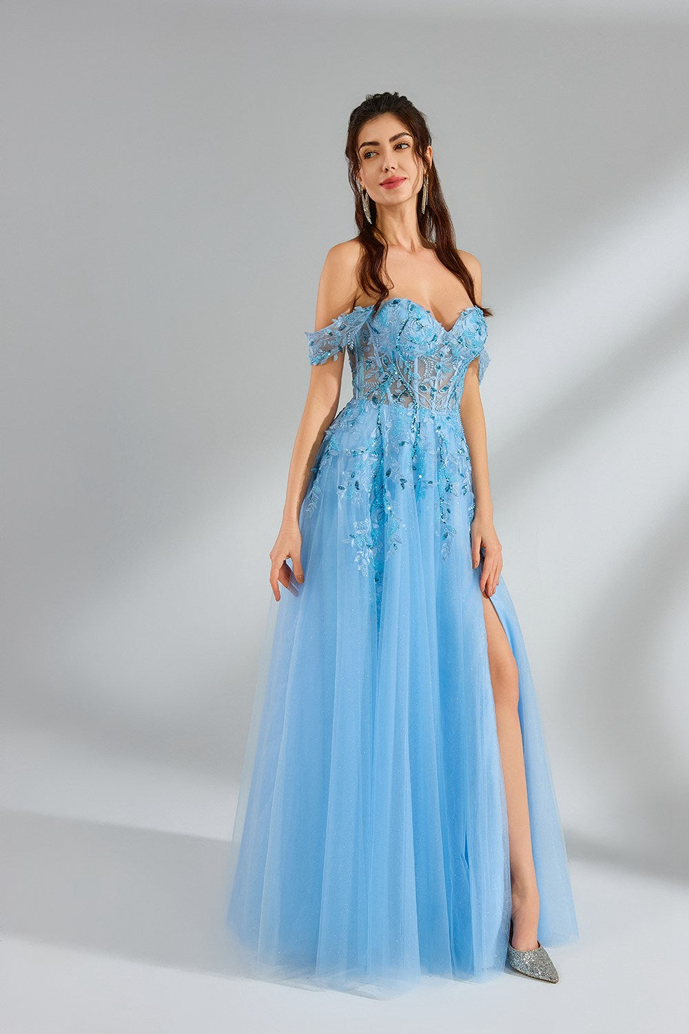 Manufacturer Ethereal Off-Shoulder Sequin Tulle Ballgown 32945