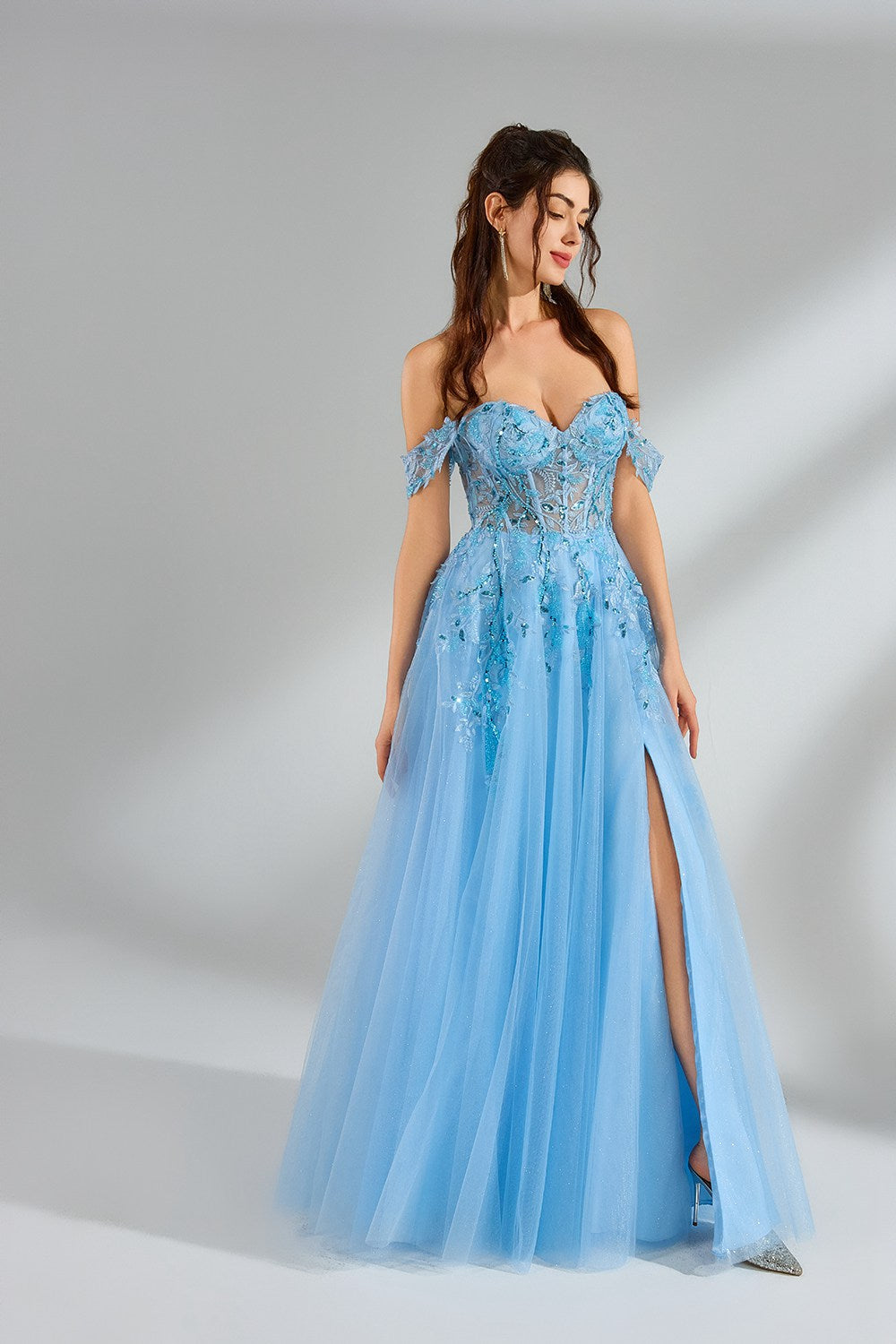 Manufacturer Ethereal Off-Shoulder Sequin Tulle Ballgown 32945