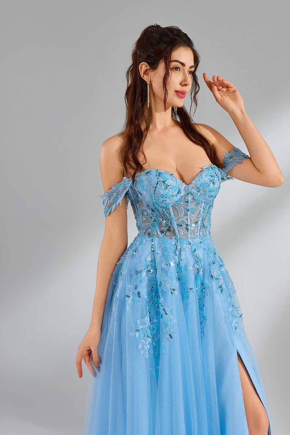 Manufacturer Ethereal Off-Shoulder Sequin Tulle Ballgown 32945