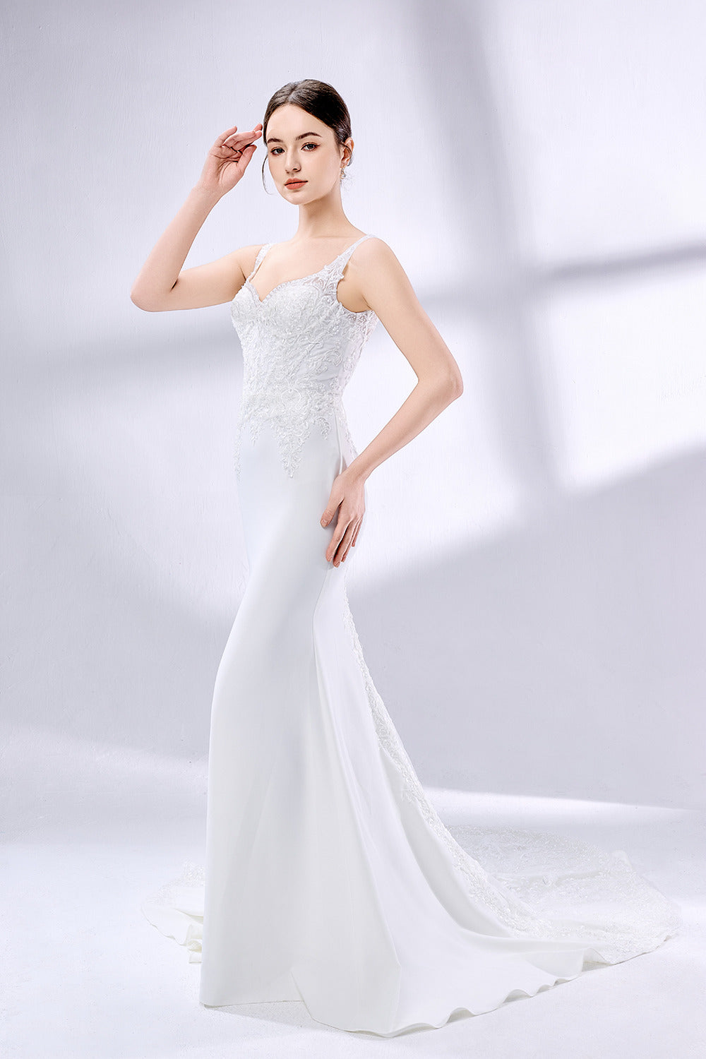 Wholesale Lace Applique Mermaid Wedding Dress with Cape 3332