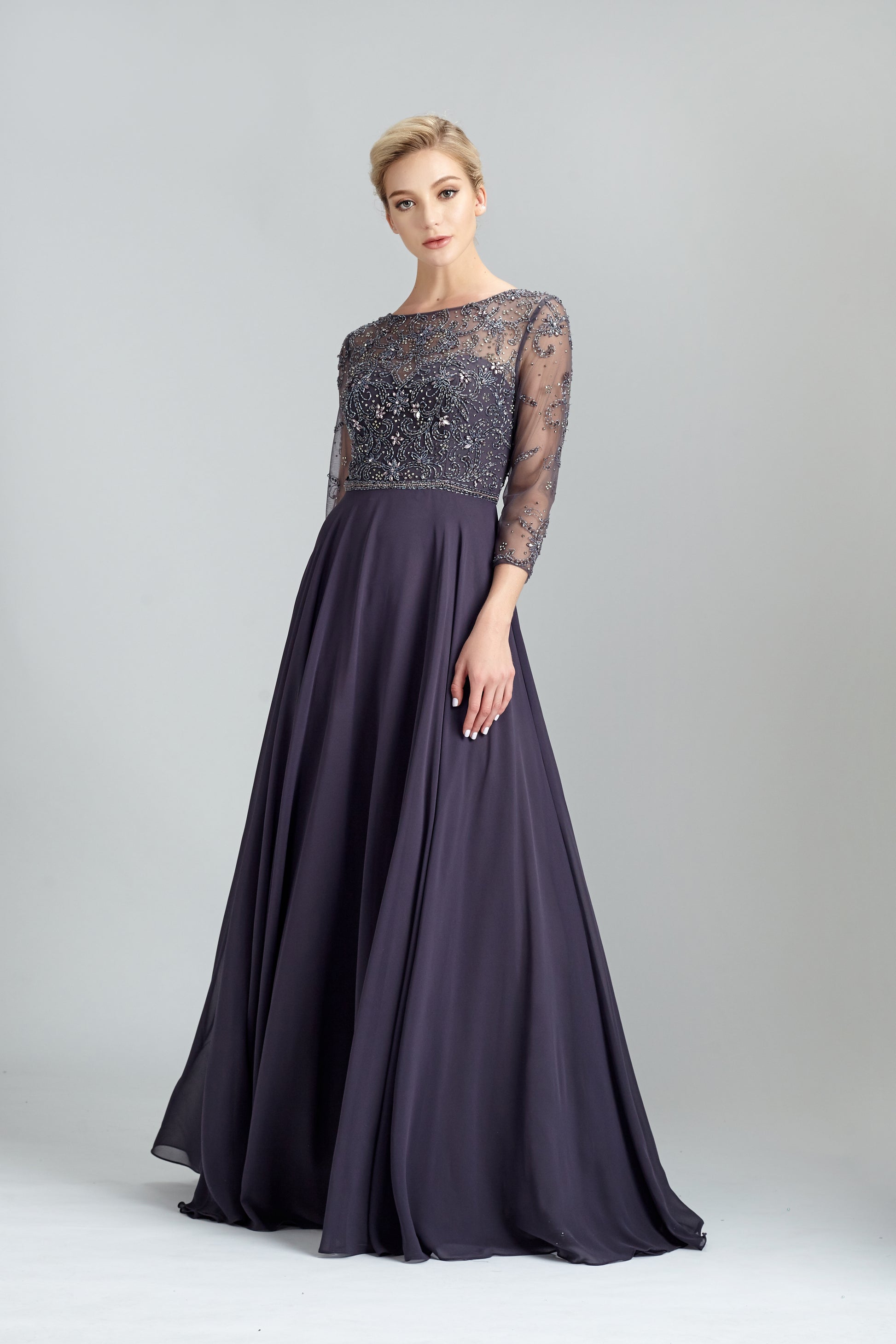 Wholesale Beaded Mother of Bride Dress with Long Sleeves 32541
