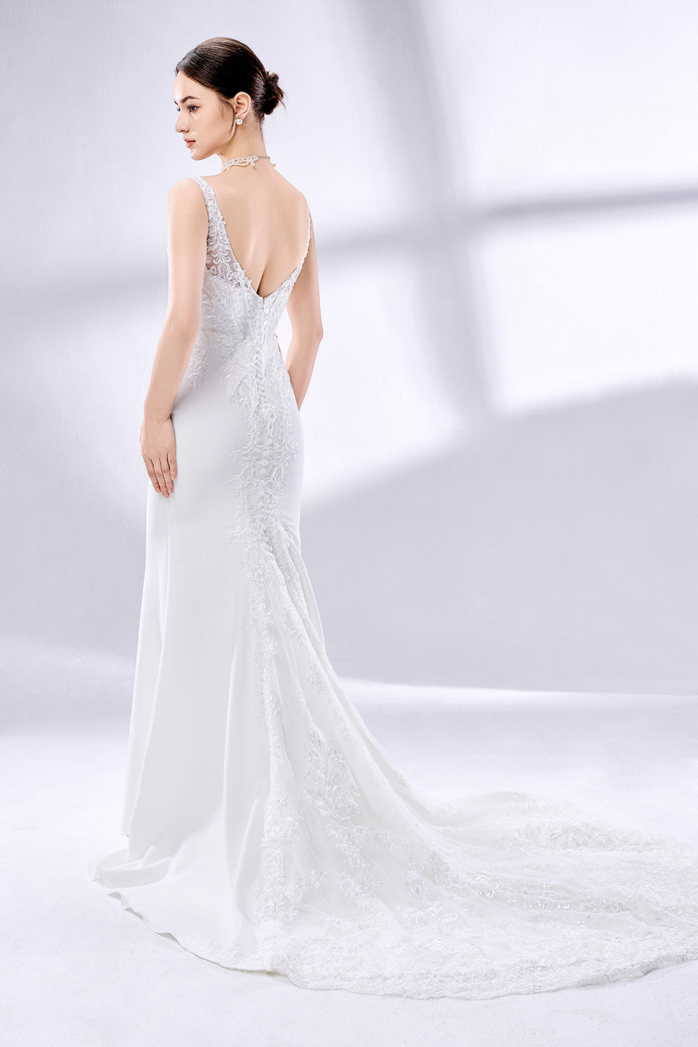 Wholesale Lace Applique Mermaid Wedding Dress with Cape 3332