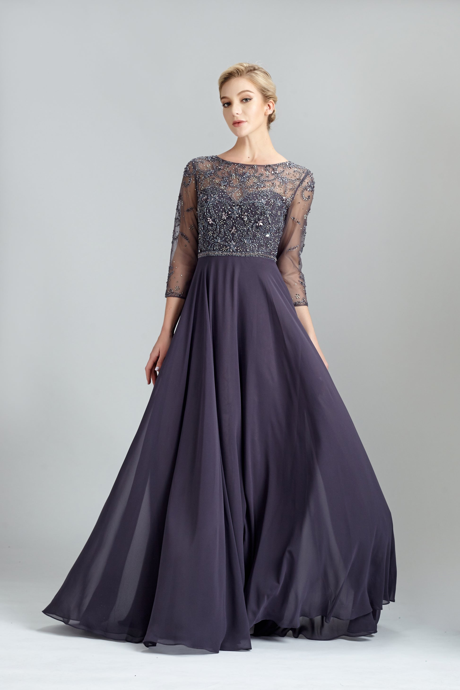 Wholesale Beaded Mother of Bride Dress with Long Sleeves 32541