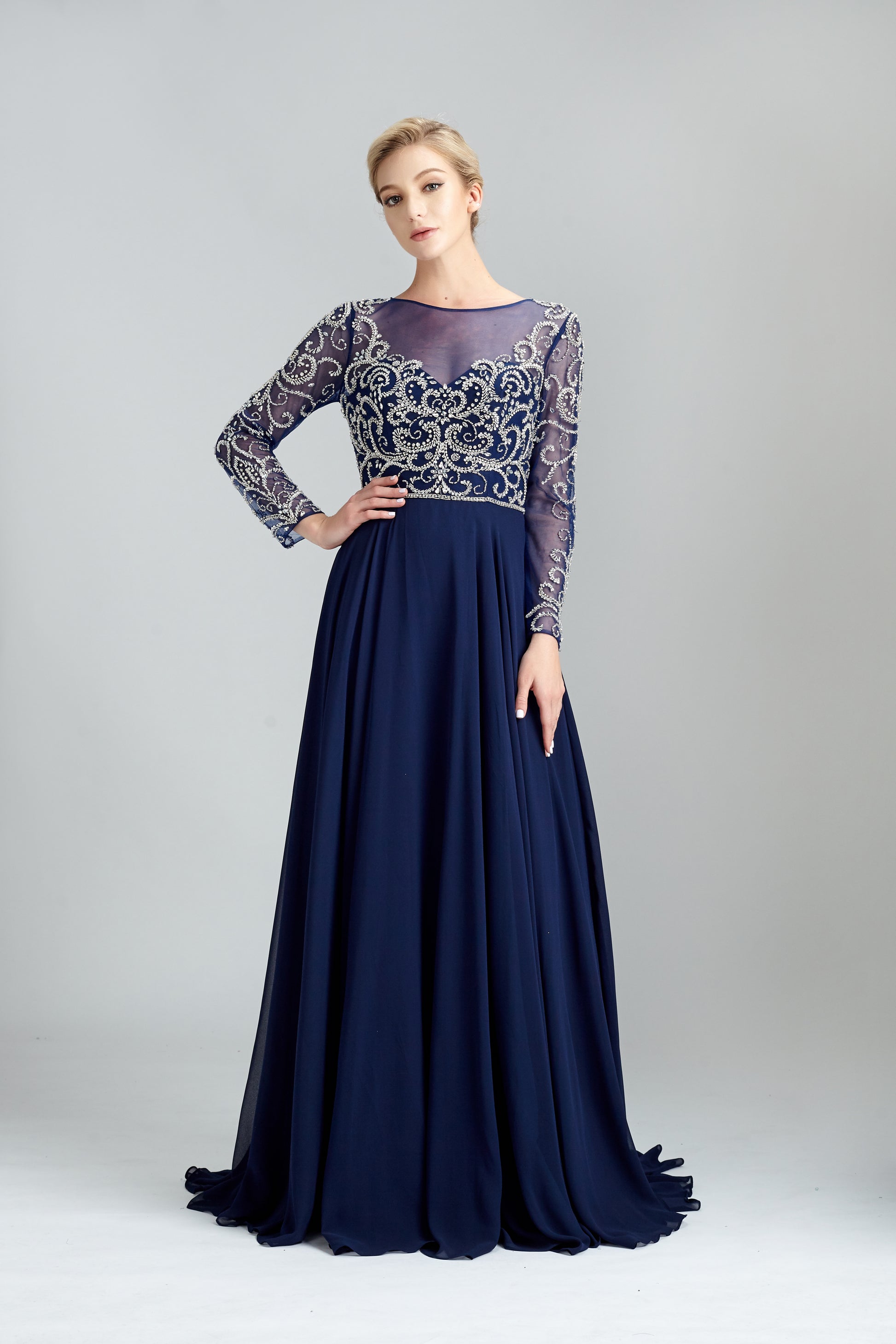 Wholesale Beaded Mother of Bride Dresses with Sleeves 32540