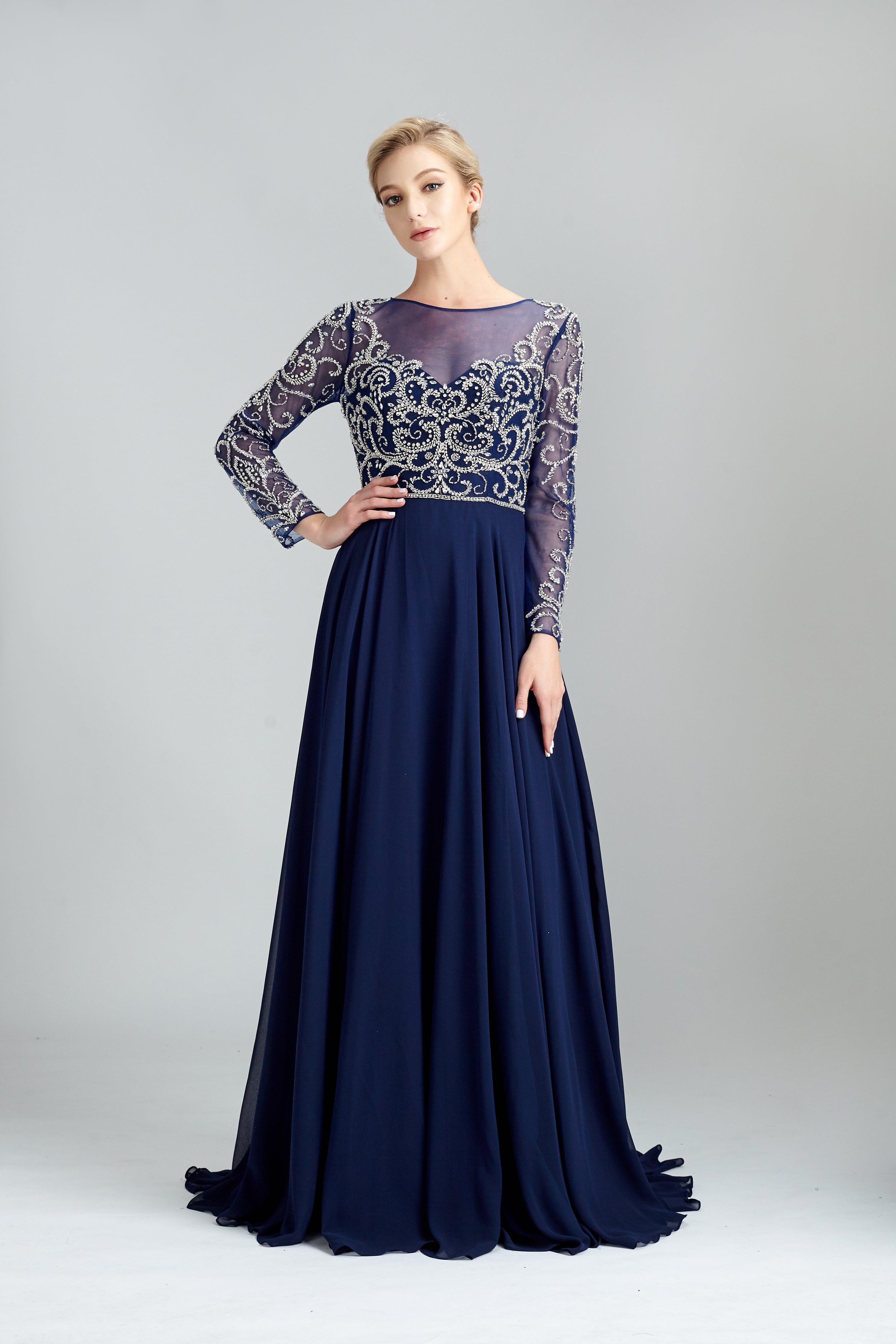 Wholesale Beaded Mother of Bride Dresses with Sleeves 32540